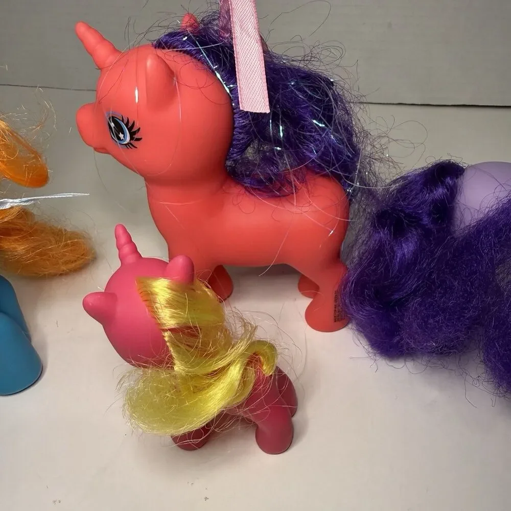 Gi-Go Pony Figure Lot 4 Pegasus w/ Removable Wings Unicorn Brushable Hair Toy